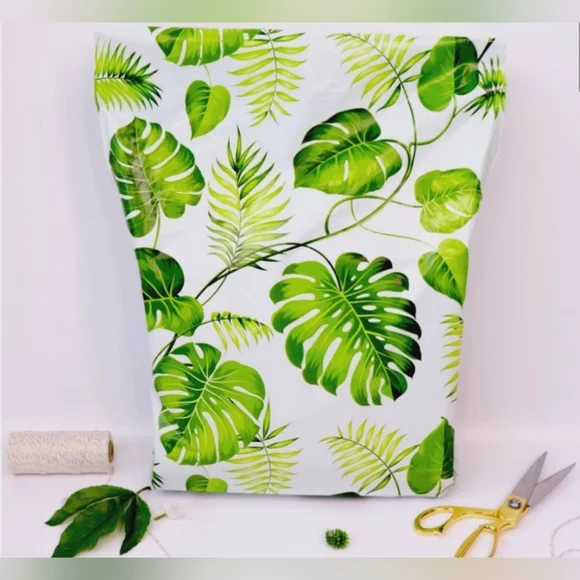 New 25 New 19×14.5 Gusseted Poly Mailers Shipping Palm Banana Leaves XL Lot - Picture 1 of 4